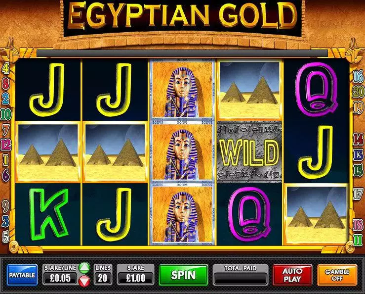 Egyptian Gold Slots made by Games Warehouse - Main Screen Reels