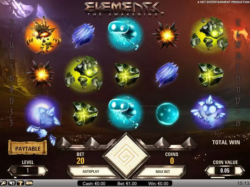 Elements Slots made by NetEnt - Main Screen Reels