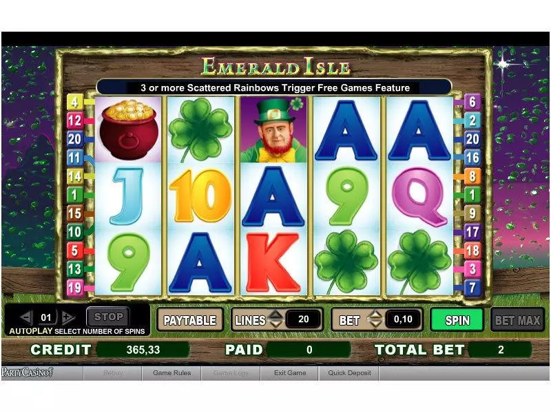 Emerald Isle Slots made by bwin.party - Main Screen Reels