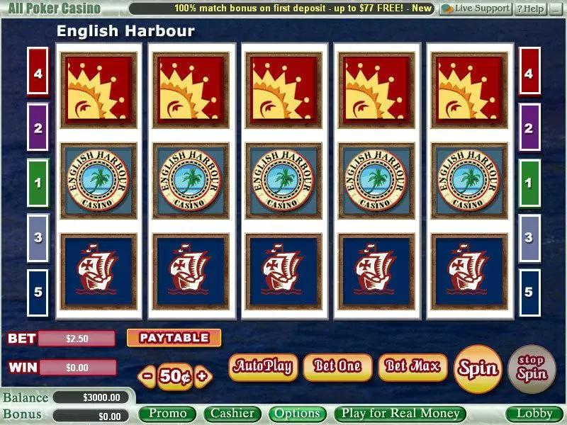 English Harbour Slots made by Vegas Technology - Main Screen Reels