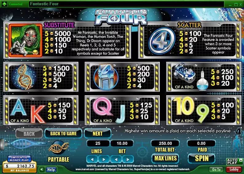 Fantastic Four Slots made by 888 - Info and Rules