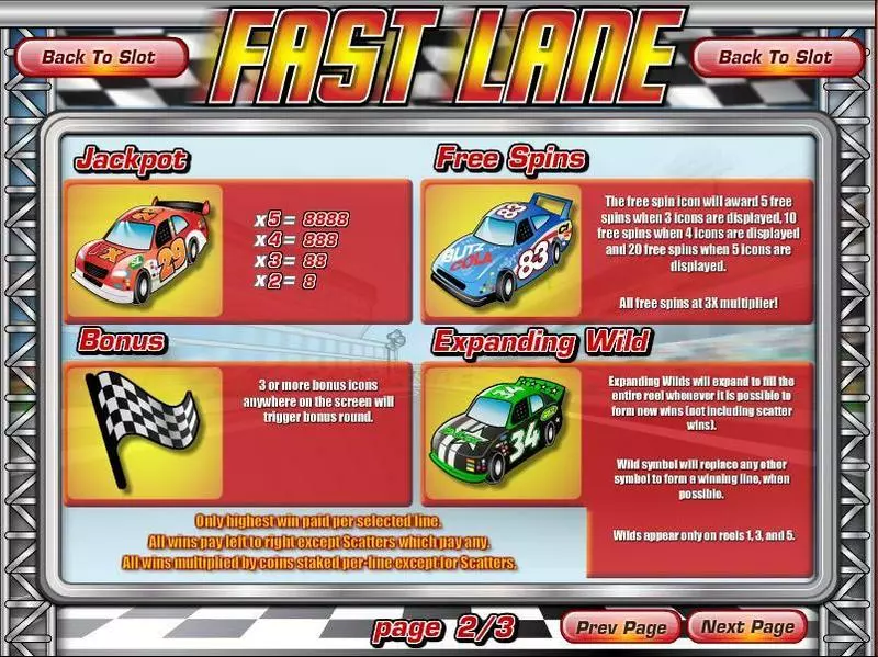 Fast Lane Slots made by Rival - Info and Rules