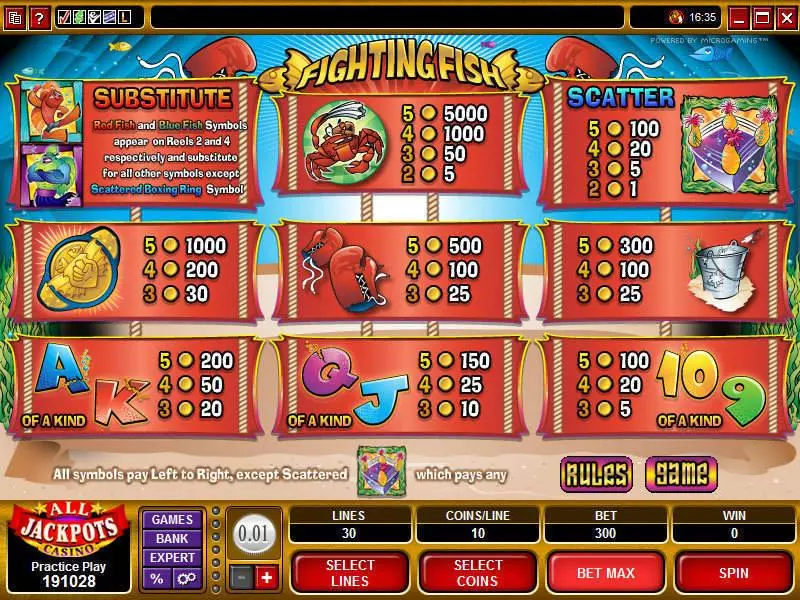 Fighting Fish Slots made by Microgaming - Info and Rules
