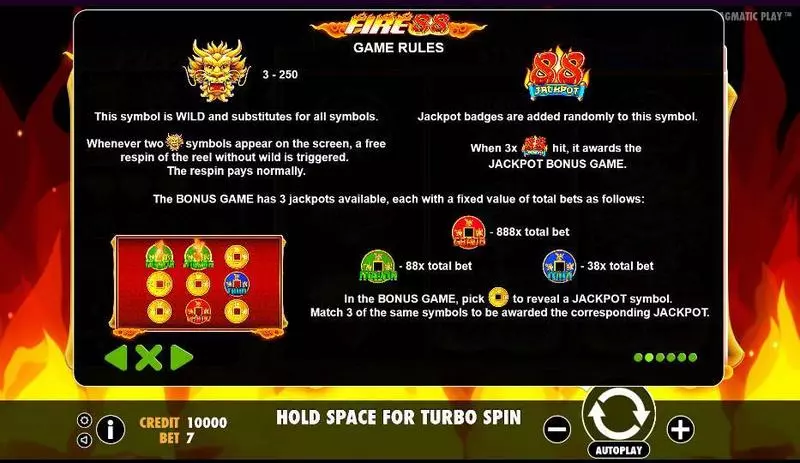 Fire 88 Slots made by Pragmatic Play - Bonus 1