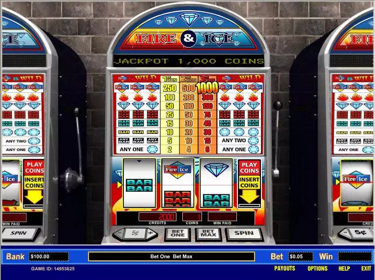 Fire and Ice 1 Line Slots made by Parlay - Main Screen Reels