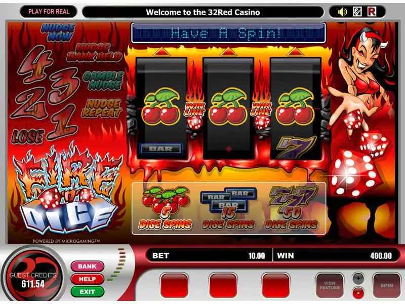 Fire n Dice Slots made by Microgaming - Main Screen Reels