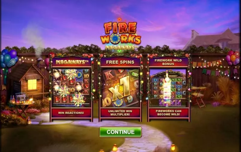 Fireworks Megaways Slots made by Big Time Gaming - Introduction Screen