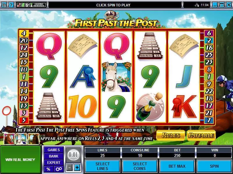 First Past The Post Slots made by Microgaming - Main Screen Reels