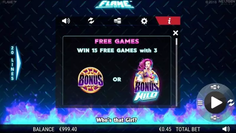 Flame Slots made by NextGen Gaming - Free Spins Feature