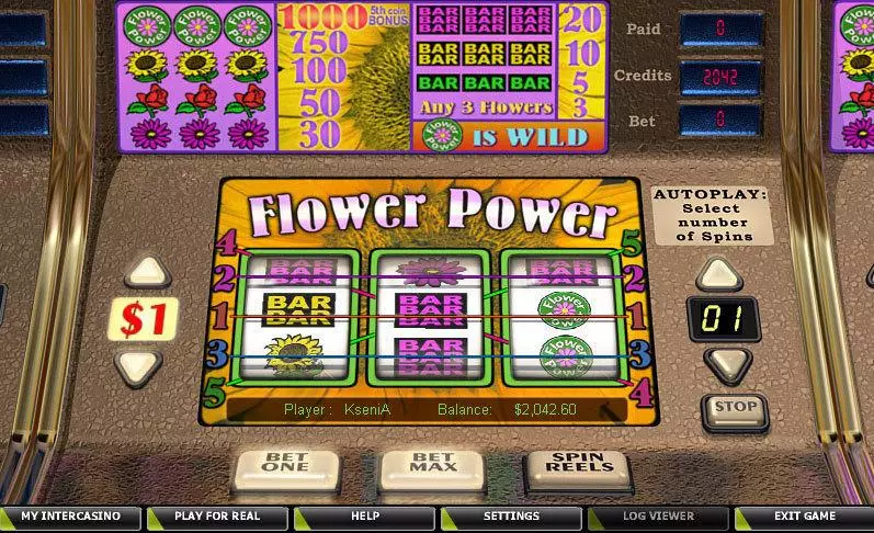Flower Power Slots made by CryptoLogic - Main Screen Reels