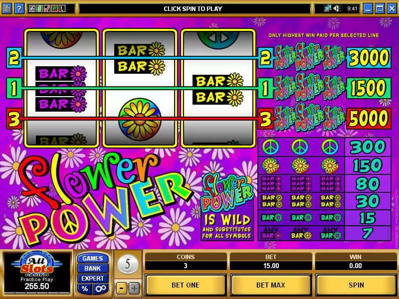 Flower Power Slots made by Microgaming - Main Screen Reels