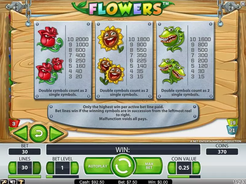 Flowers Slots made by NetEnt - Info and Rules