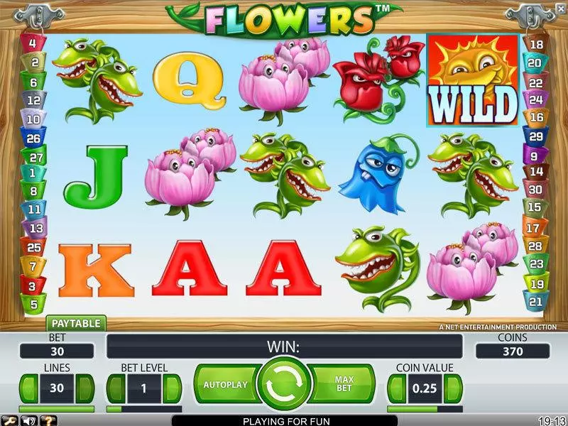 Flowers Slots made by NetEnt - Main Screen Reels