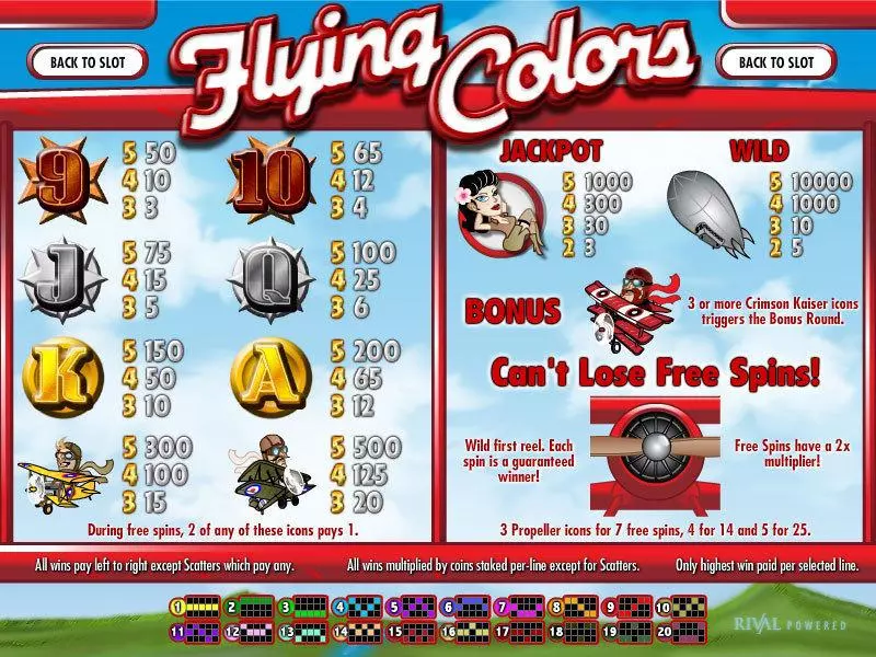 Flying Colors Slots made by Rival - Info and Rules