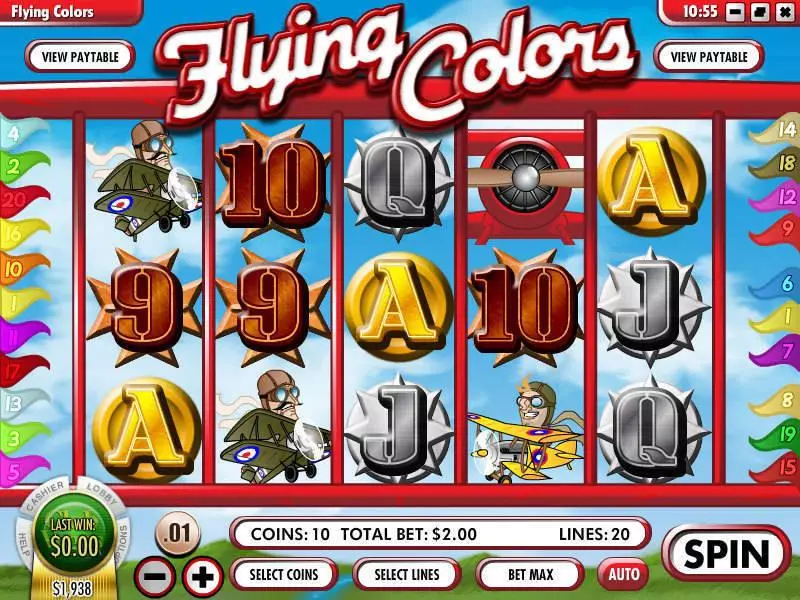 Flying Colors Slots made by Rival - Main Screen Reels