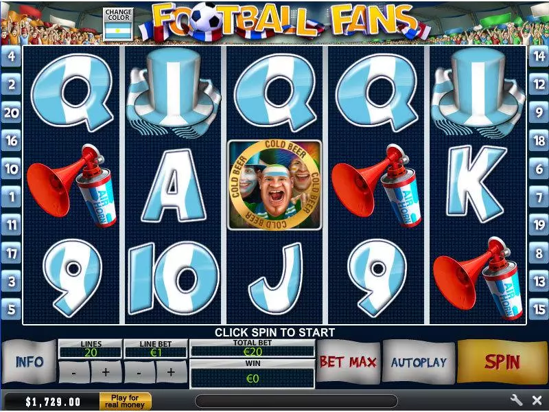 Football Fans Slots made by PlayTech - Main Screen Reels