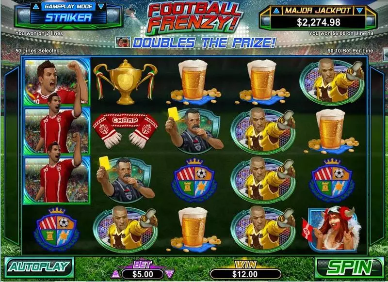 Football Frenzy Slots made by RTG - Main Screen Reels