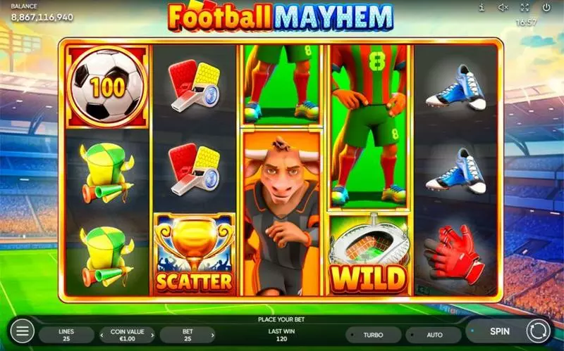 Football Mayhem Slots made by Endorphina - Main Screen Reels