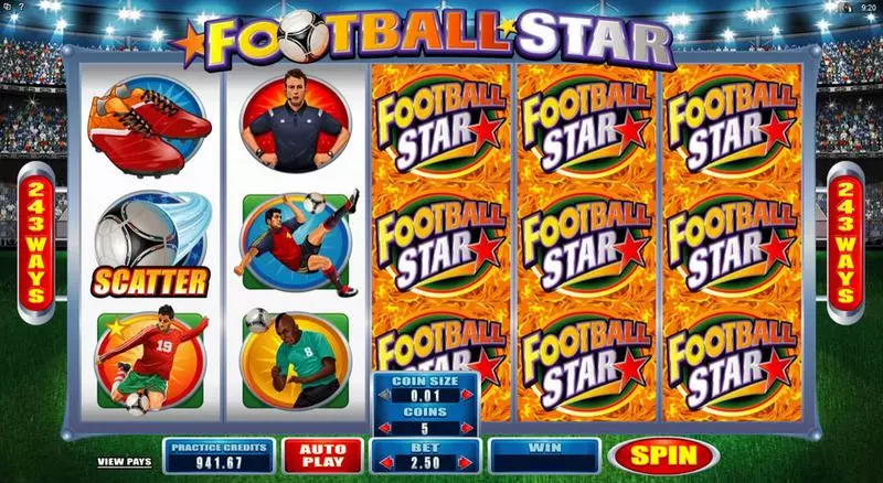 Football Star Slots made by Microgaming - Main Screen Reels