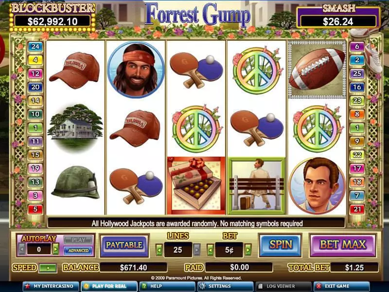 Forrest Gump Slots made by CryptoLogic - Main Screen Reels
