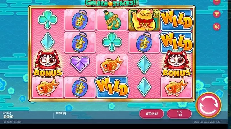 Fortune Cats Golden Stacks!! Slots made by Thunderkick - Main Screen Reels