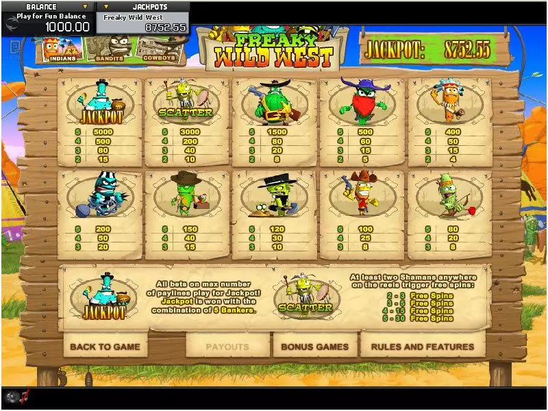 Freaky Wild West Slots made by GamesOS - Info and Rules