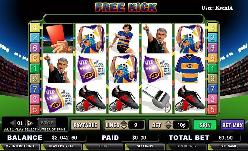 Free Kick Slots made by CryptoLogic - Main Screen Reels