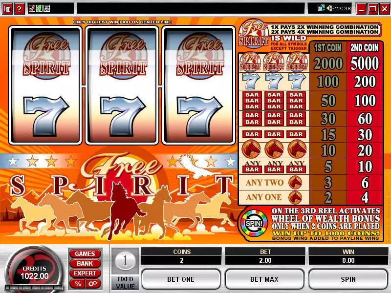 Free Spirit  Wheel of Wealth Slots made by Microgaming - Main Screen Reels