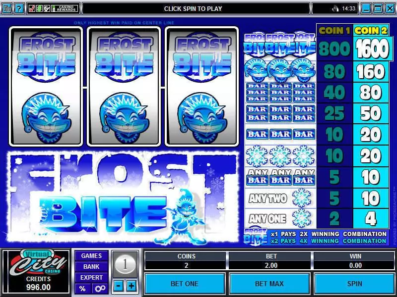 Frost Bite Slots made by Microgaming - Main Screen Reels