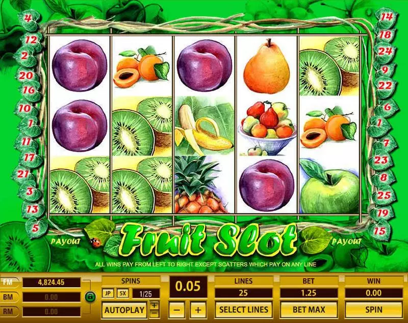 Fruit 25 Lines Slots made by Topgame - Main Screen Reels