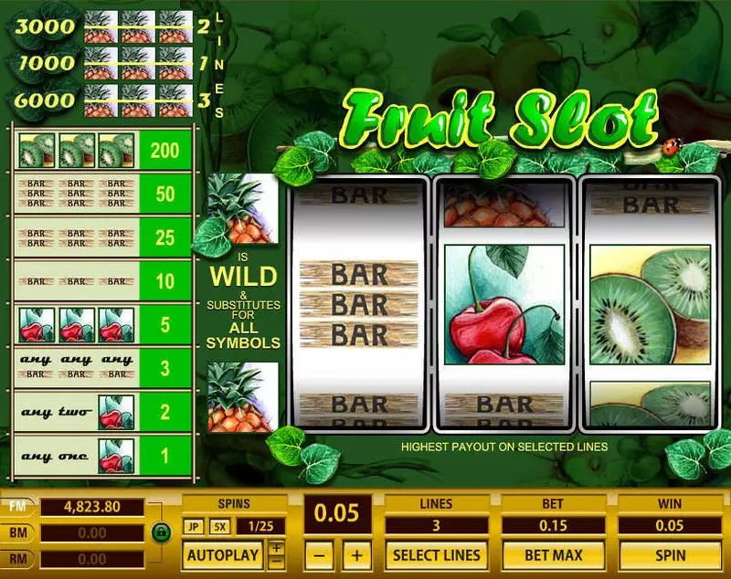 Fruit 3 Lines Slots made by Topgame - Main Screen Reels