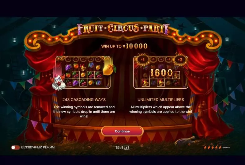 Fruit Circus Party Slots made by TrueLab Games - Info and Rules