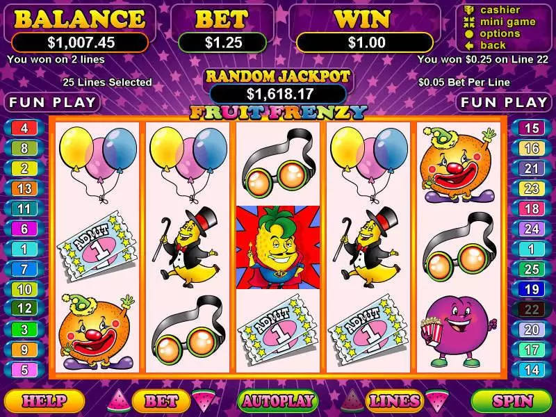 Fruit Frenzy Slots made by RTG - Main Screen Reels