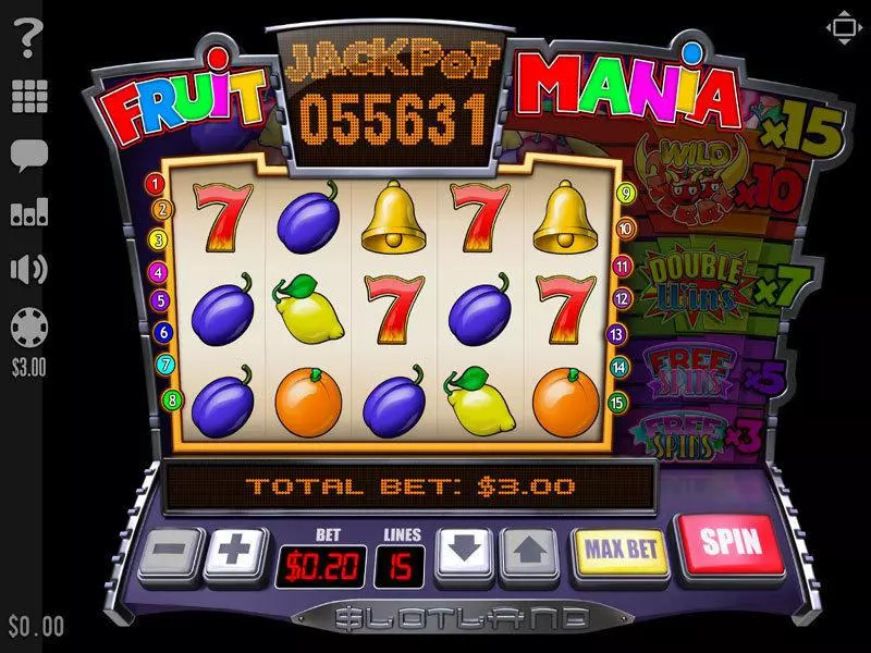 Fruit Mania Slots made by Slotland Software - Main Screen Reels