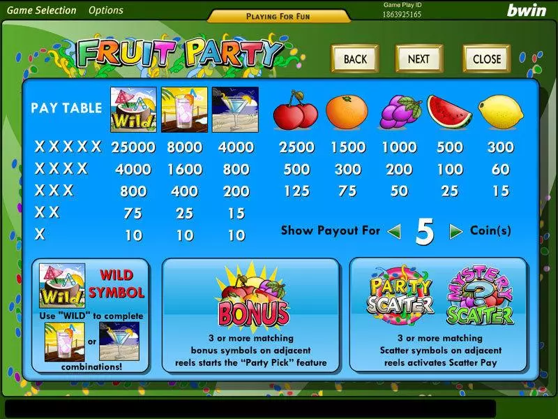 Fruit Party Slots made by Amaya - Info and Rules