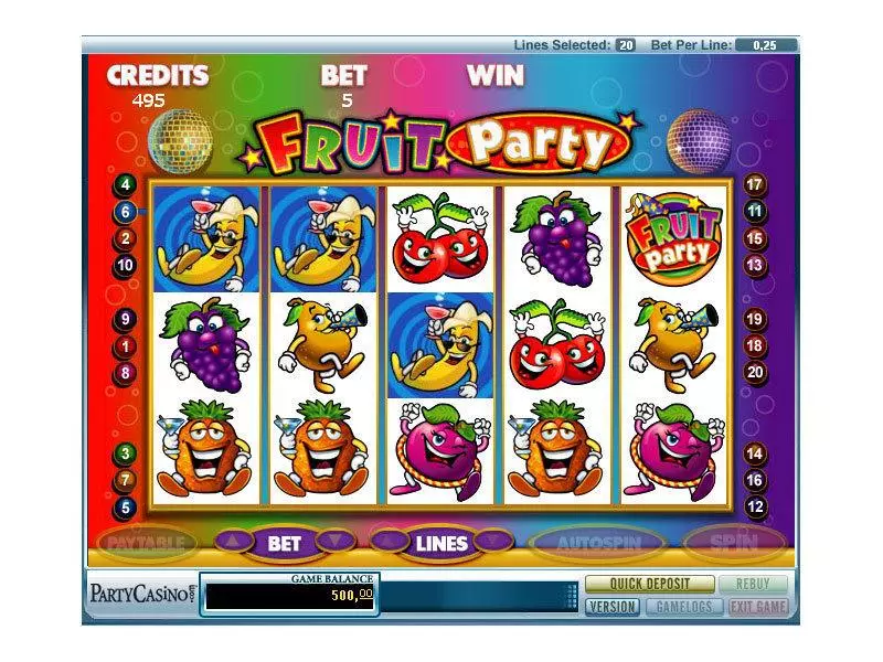 Fruit Party Slots made by bwin.party - Main Screen Reels