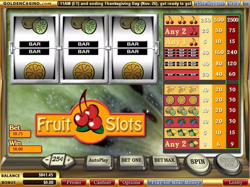 Fruit Slots made by WGS Technology - Main Screen Reels