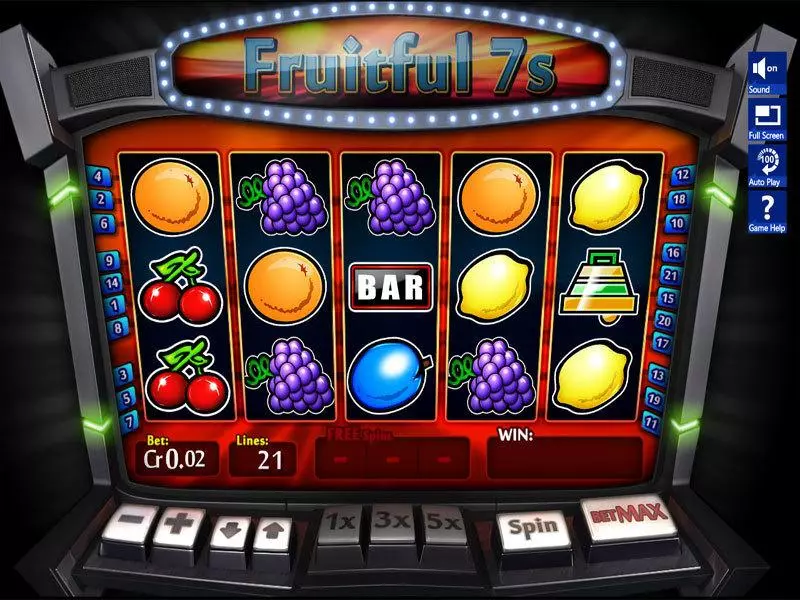 Fruitful 7s Slots made by Slotland Software - Main Screen Reels