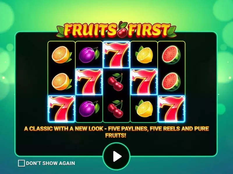 Fruits First Diamond Treasures Slots made by Apparat Gaming - Introduction Screen