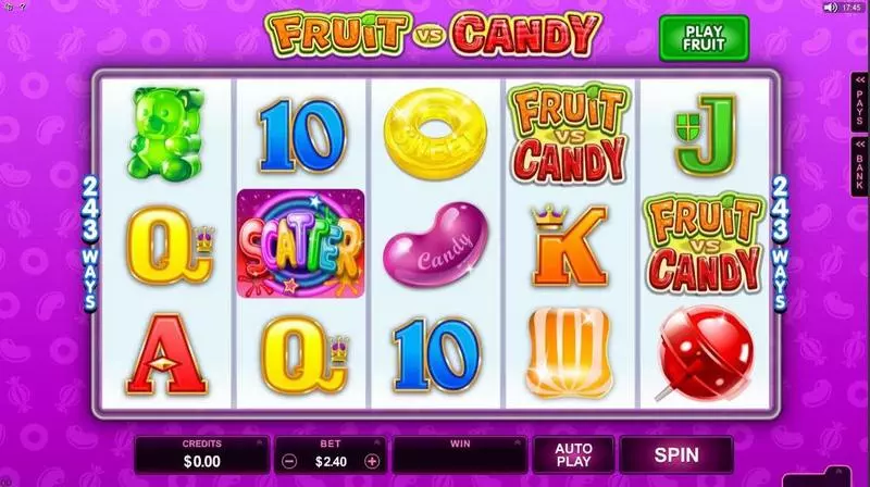 Fruits vs Candy Slots made by Microgaming - Main Screen Reels