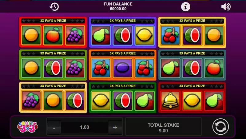 Fruity 3x3 Slots made by 1x2 Gaming - Main Screen Reels