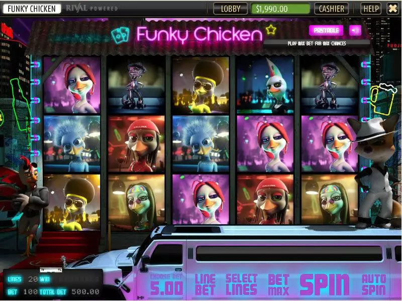 Funky Chicken Slots made by Sheriff Gaming - Main Screen Reels