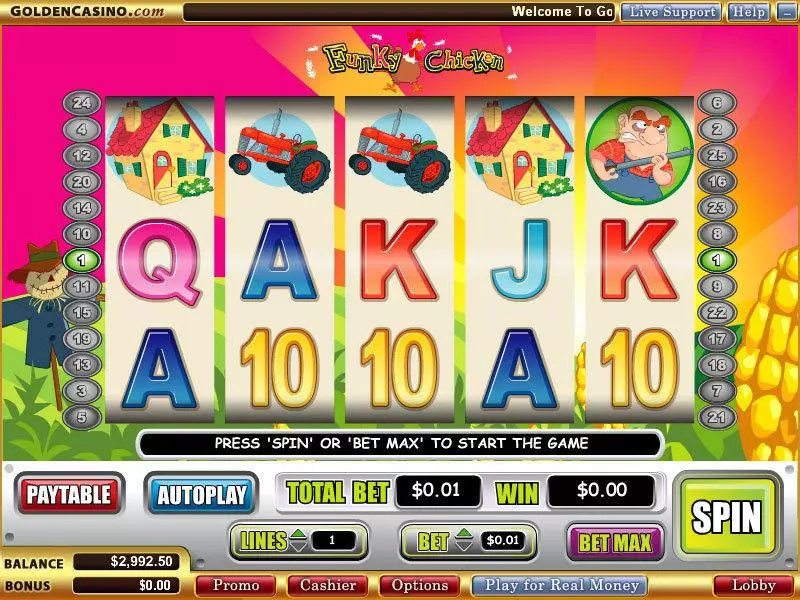 Funky Chicken Slots made by WGS Technology - Main Screen Reels