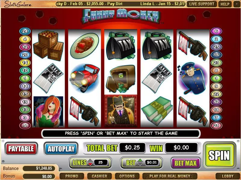 Funny Money Slots made by WGS Technology - Main Screen Reels