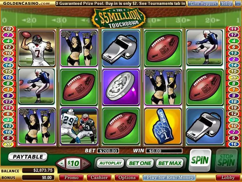 Game Day Slots made by WGS Technology - Main Screen Reels