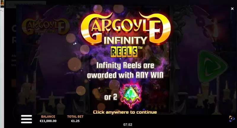 Gargoyle Infinity Reels Slots made by ReelPlay - Introduction Screen