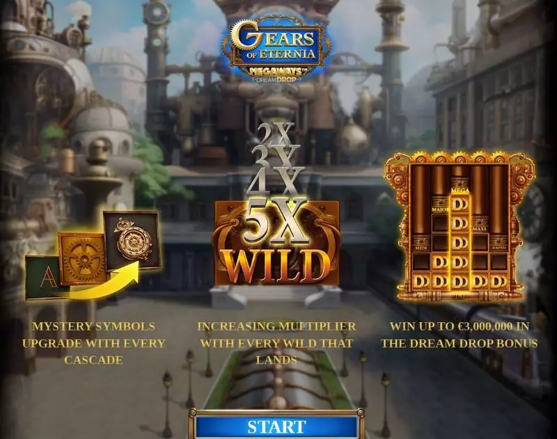 Gears of Eternia Slots made by Four Leaf Gaming - Introduction Screen