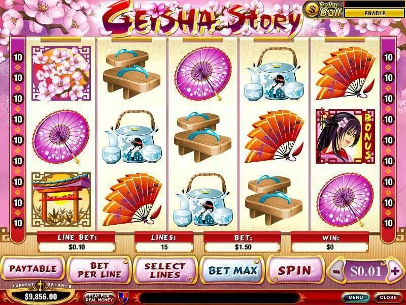 Geisha Story Slots made by PlayTech - Main Screen Reels