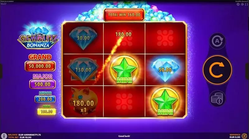 GemBlitz Bonanza Slots made by Mancala Gaming - Main Screen Reels