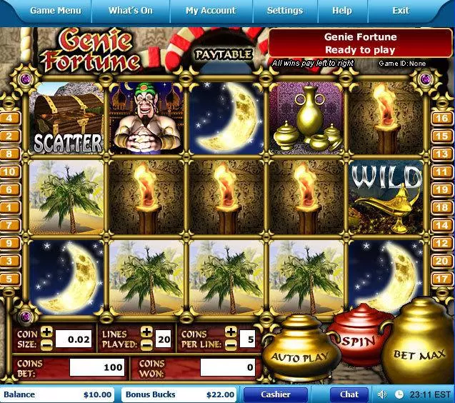 Genie Fortune Slots made by Leap Frog - Main Screen Reels